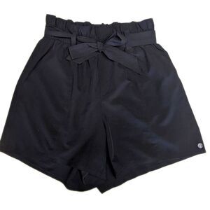 Apana lightweight high waisted black shorts, belt tie included, size S